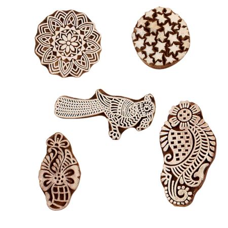 Set of 5 Piece New Mix Wooden Printing Blocks